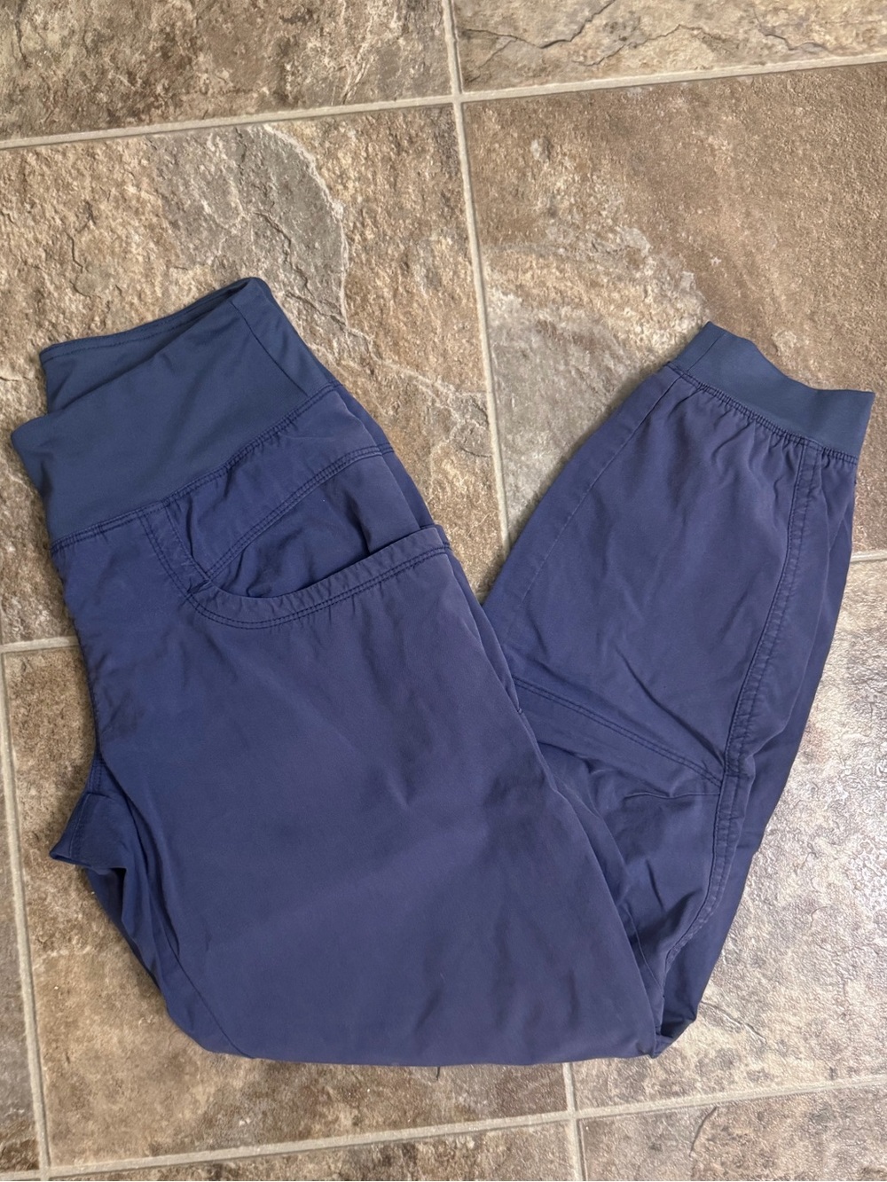 prAna Kanab Women’s XS Blue Jogger Cotton Pants Pull On Elastic Waist Pockets